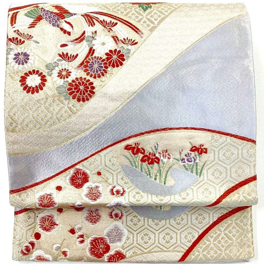 4955# Japanese Vintage Fukuro Obi Belt Kimono Fabric Silk Traditional