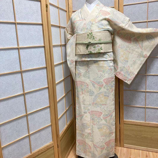 0223# Japanese Kimono only sold Vintage Womens Silk Fabric Robe Unlined kimono