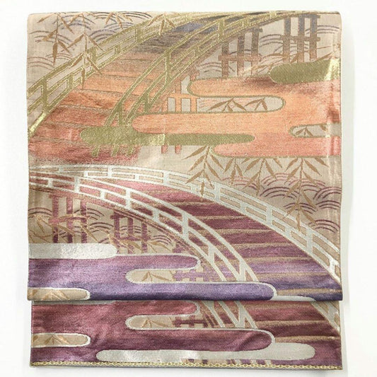 4938# Japanese Vintage Fukuro Obi Belt Kimono Fabric Silk Traditional