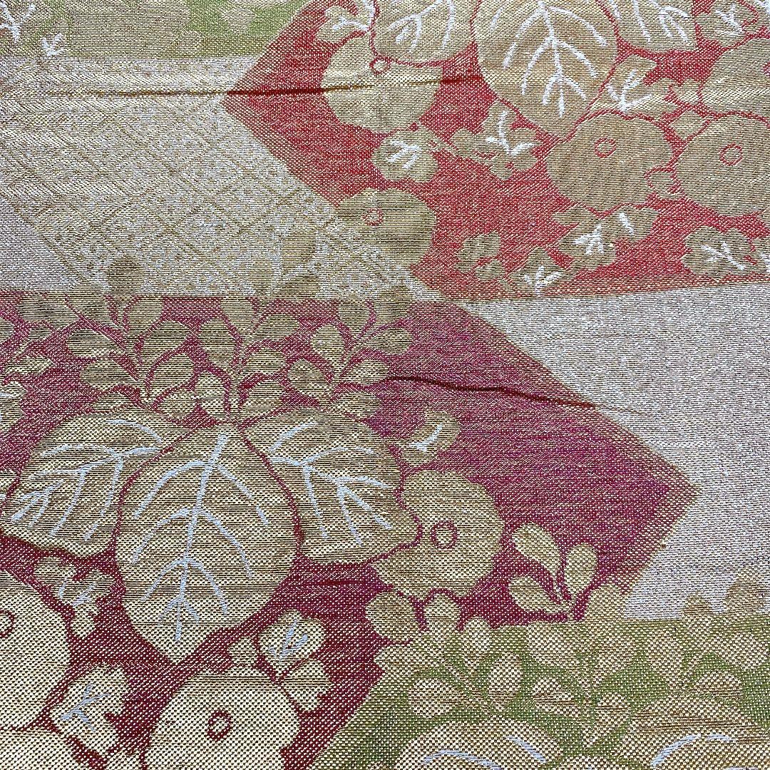 4500# Japanese Vintage Fukuro Obi Belt Kimono Fabric Silk Traditional Gold