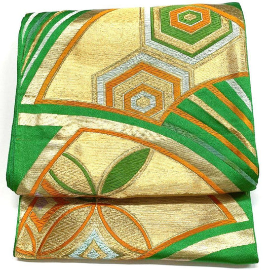 4110# Japanese Vintage Fukuro Obi Belt Kimono Fabric Silk Traditional Untailored　