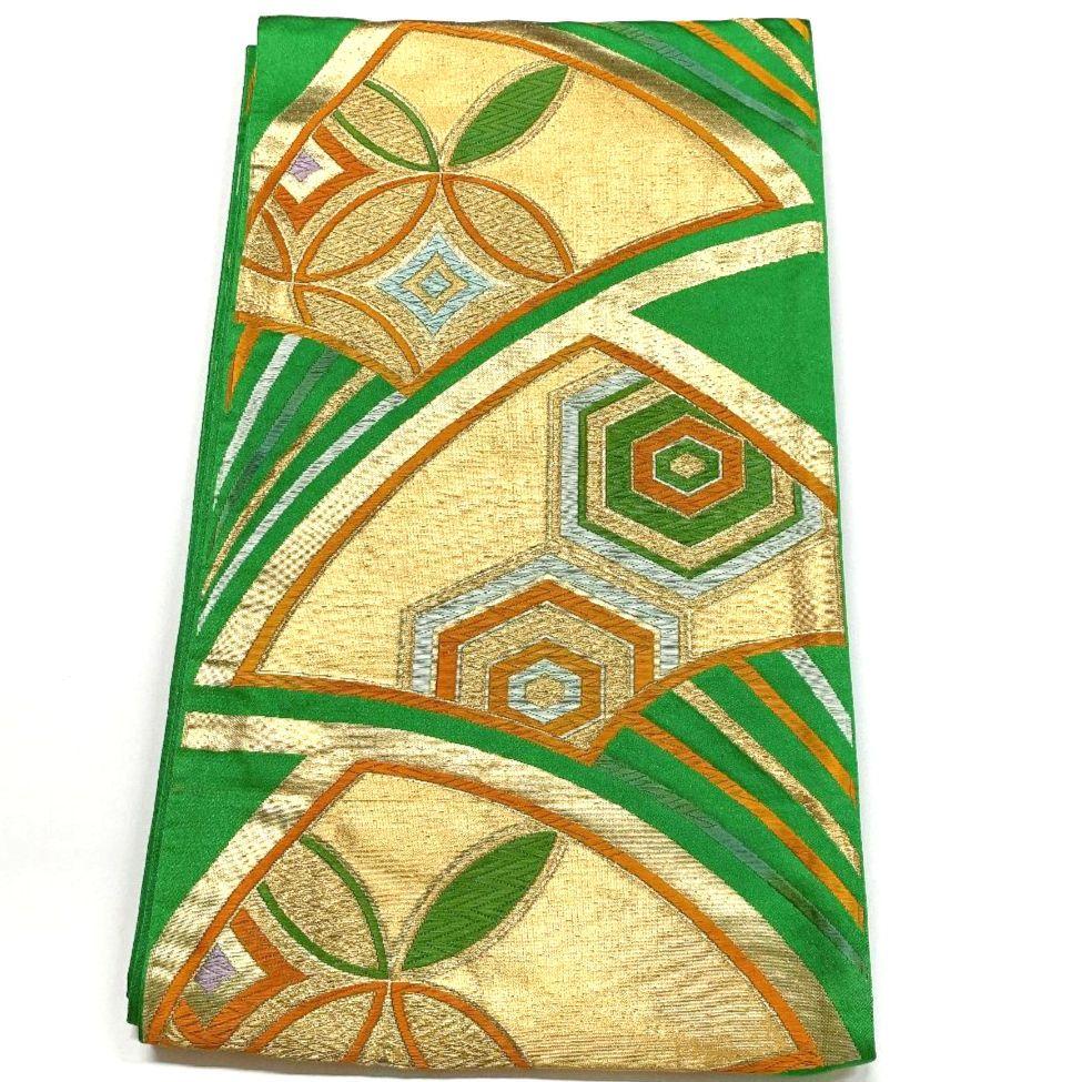 4110# Japanese Vintage Fukuro Obi Belt Kimono Fabric Silk Traditional Untailored　