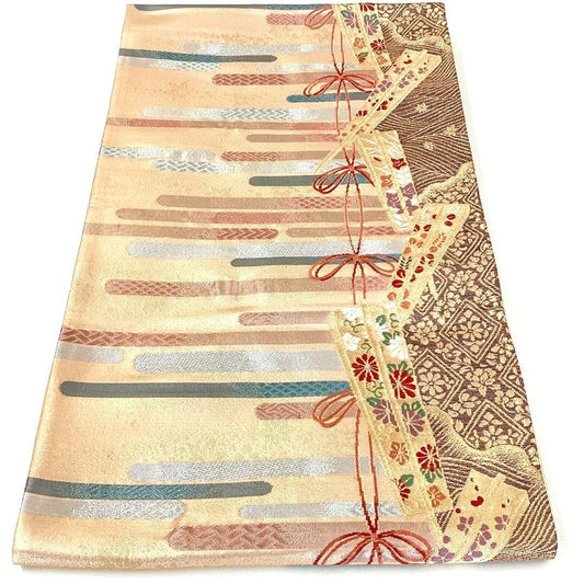 4307# Japanese Vintage Fukuro Obi Belt Kimono Fabric Silk Traditional
