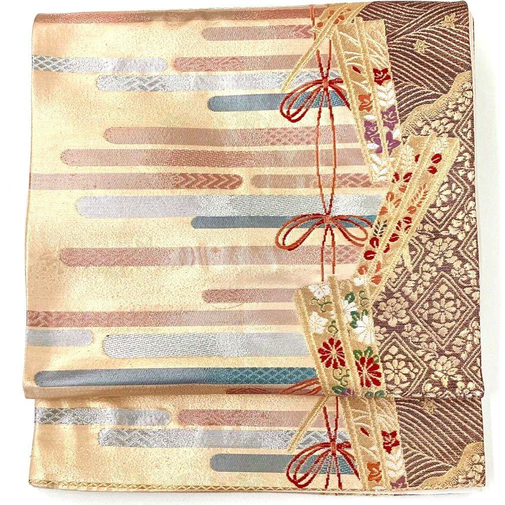 4307# Japanese Vintage Fukuro Obi Belt Kimono Fabric Silk Traditional