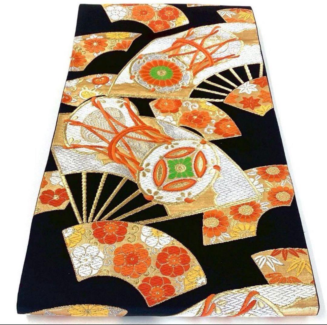 4886# Japanese Vintage Furisode Kimono Obi Obijime Obiage 4-Piece Set Silk Robe