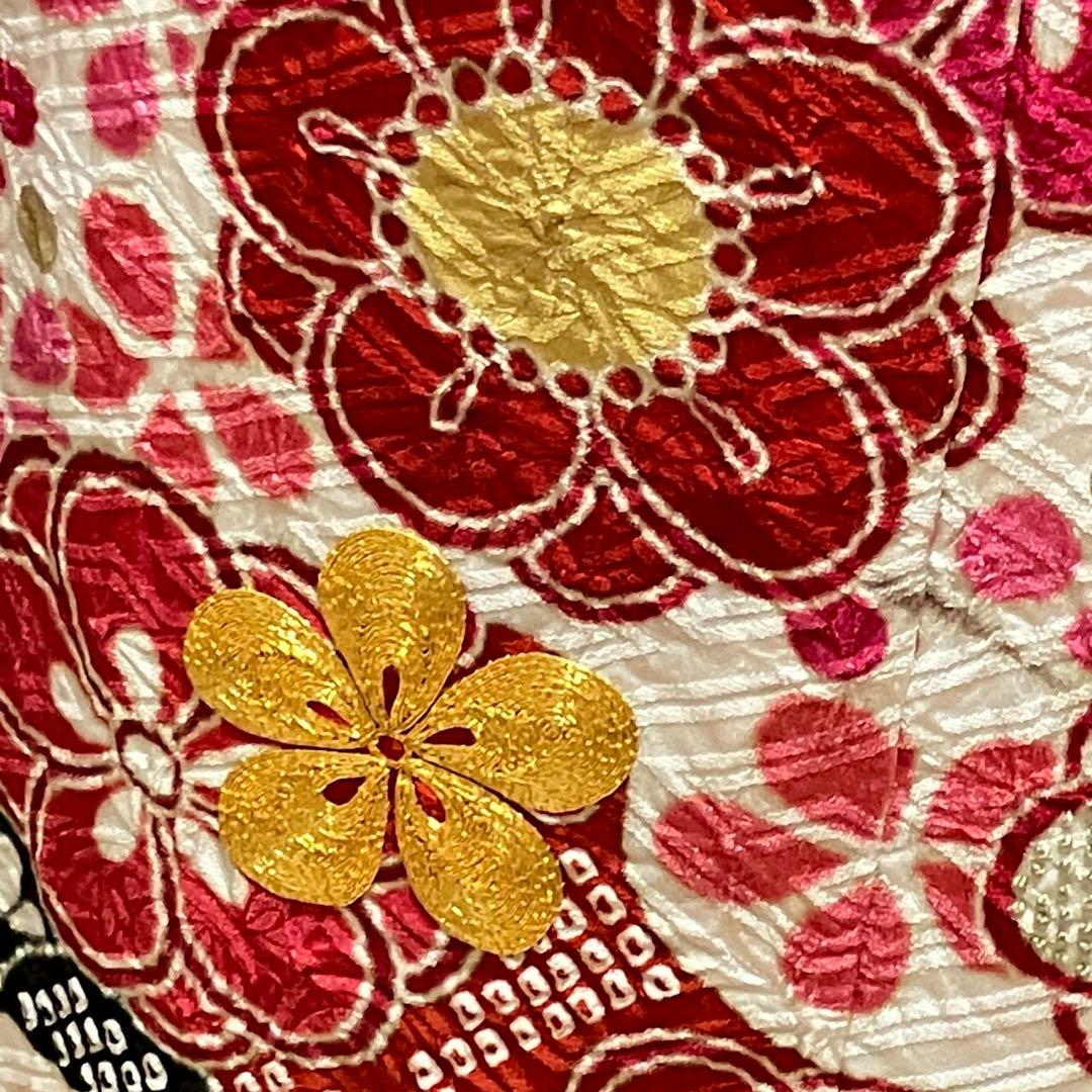 4886# Japanese Vintage Furisode Kimono Obi Obijime Obiage 4-Piece Set Silk Robe