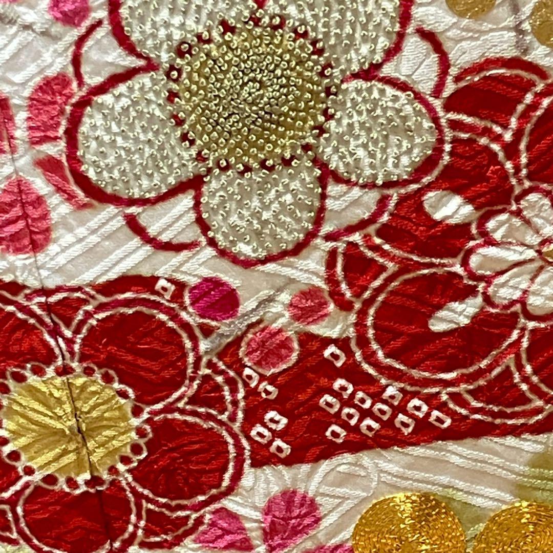 4886# Japanese Vintage Furisode Kimono Obi Obijime Obiage 4-Piece Set Silk Robe