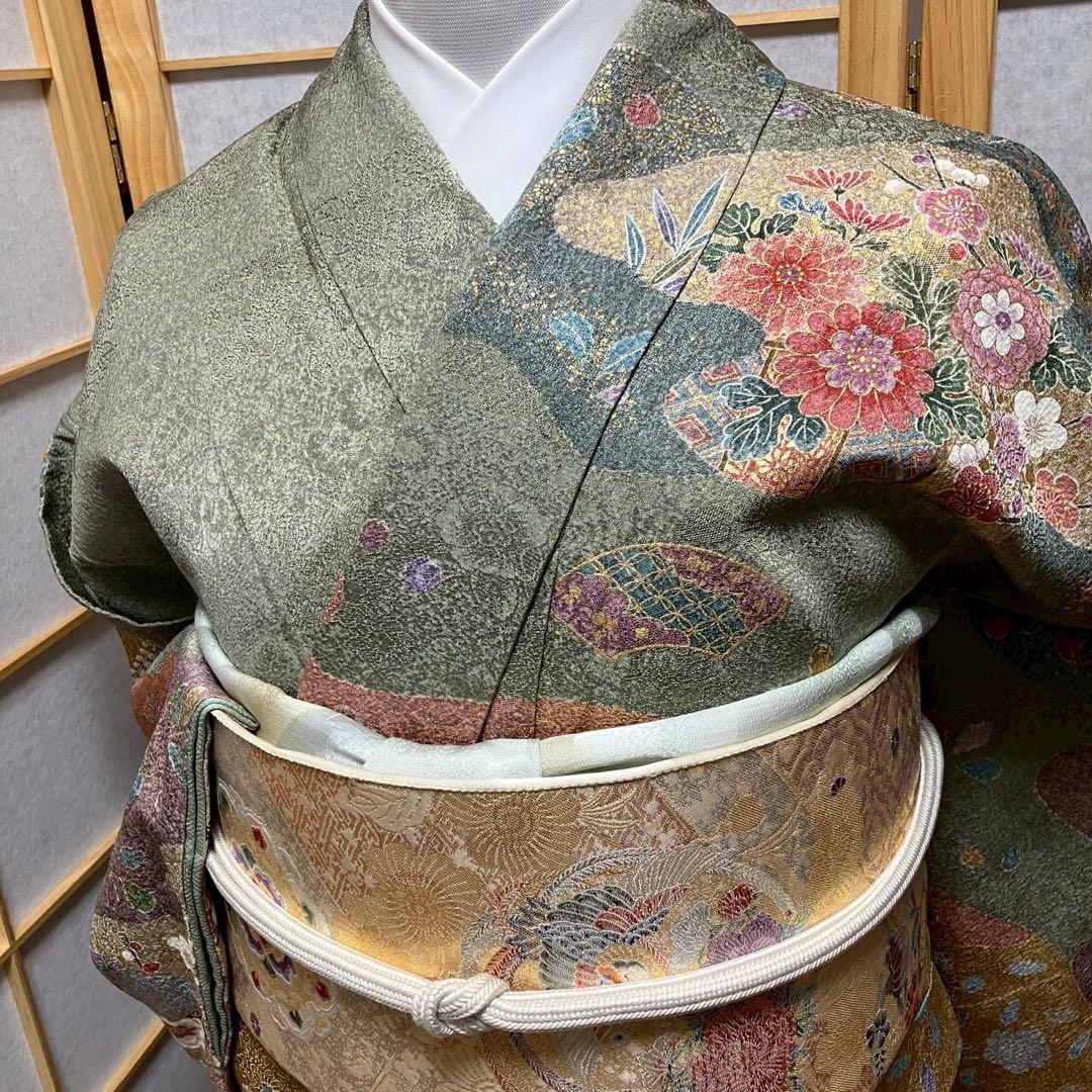 8086# Japanese Kimono Vintage Womens Silk Fabric Robe Kimono only sold