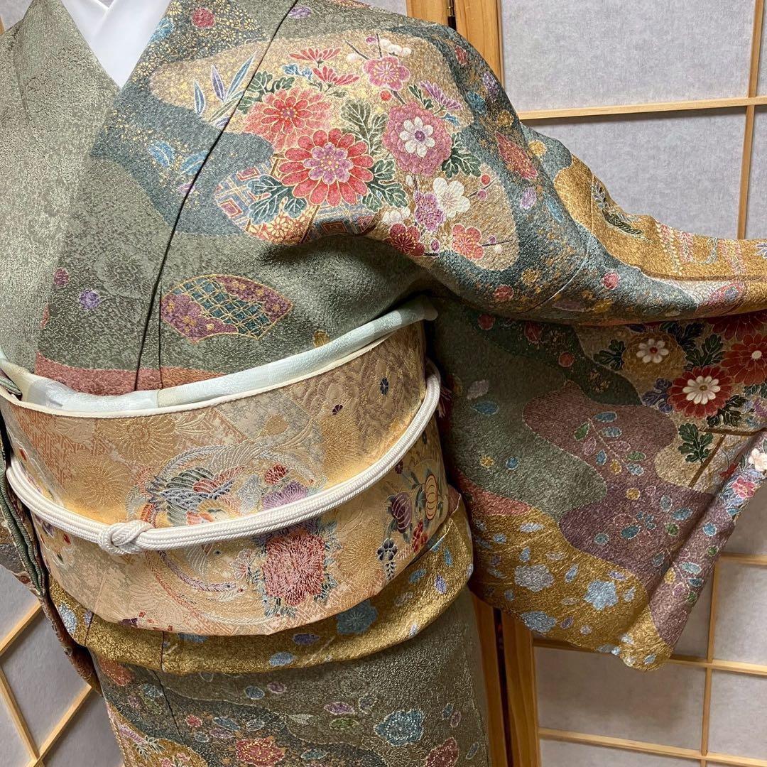 8086# Japanese Kimono Vintage Womens Silk Fabric Robe Kimono only sold