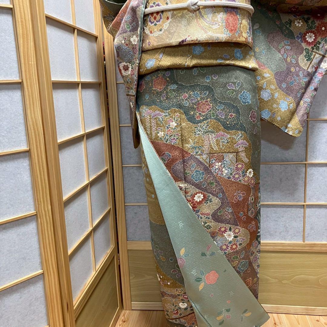 8086# Japanese Kimono Vintage Womens Silk Fabric Robe Kimono only sold