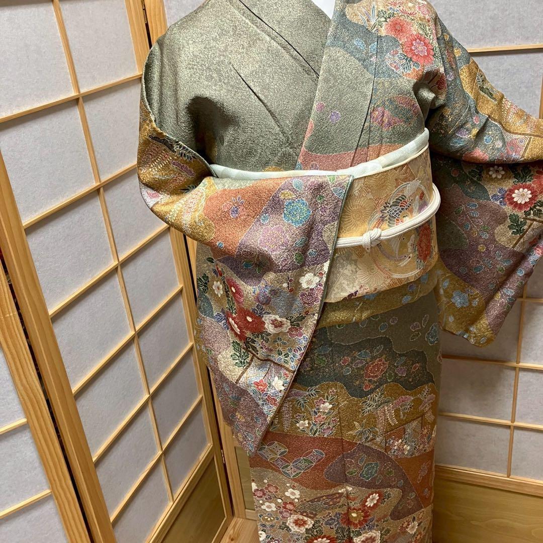 8086# Japanese Kimono Vintage Womens Silk Fabric Robe Kimono only sold