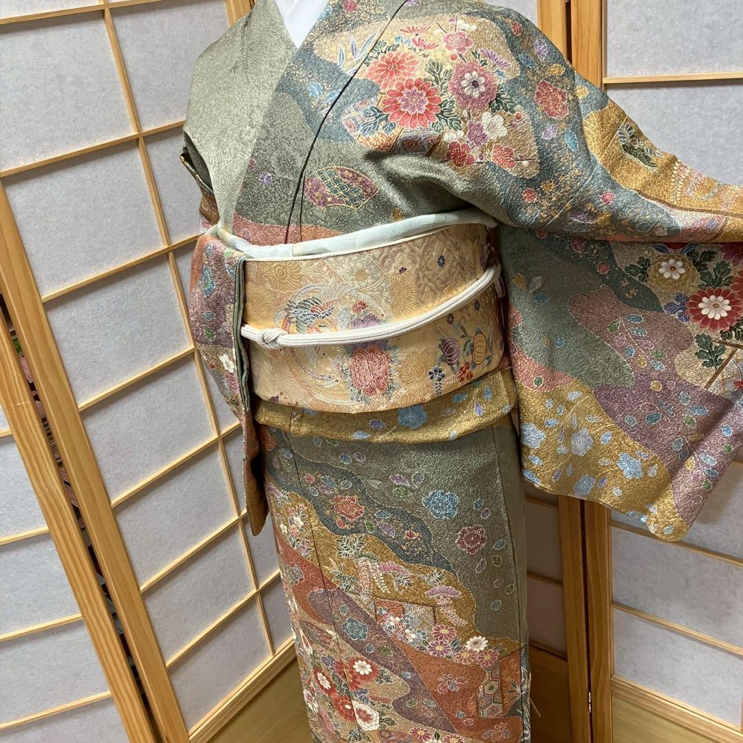 8086# Japanese Kimono Vintage Womens Silk Fabric Robe Kimono only sold