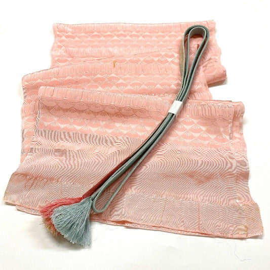 4036# Japanese Kimono Accessory Vintage Obiage and Obijime 2-piece Set Silk