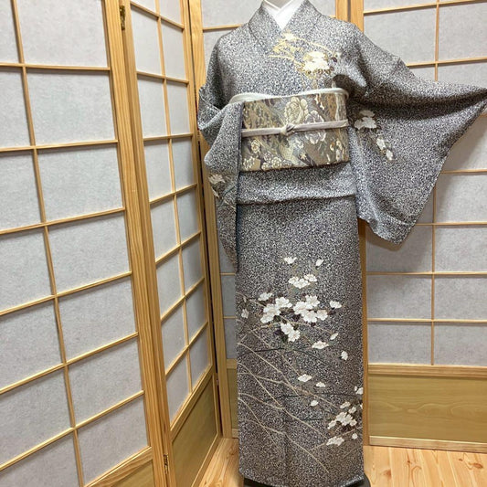 4430# Japanese Kimono Vintage Womens Silk Fabric Robe Kimono only sold Unused