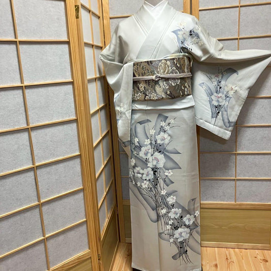 5452# Japanese Kimono Vintage Womens Silk Fabric Robe Kimono only sold