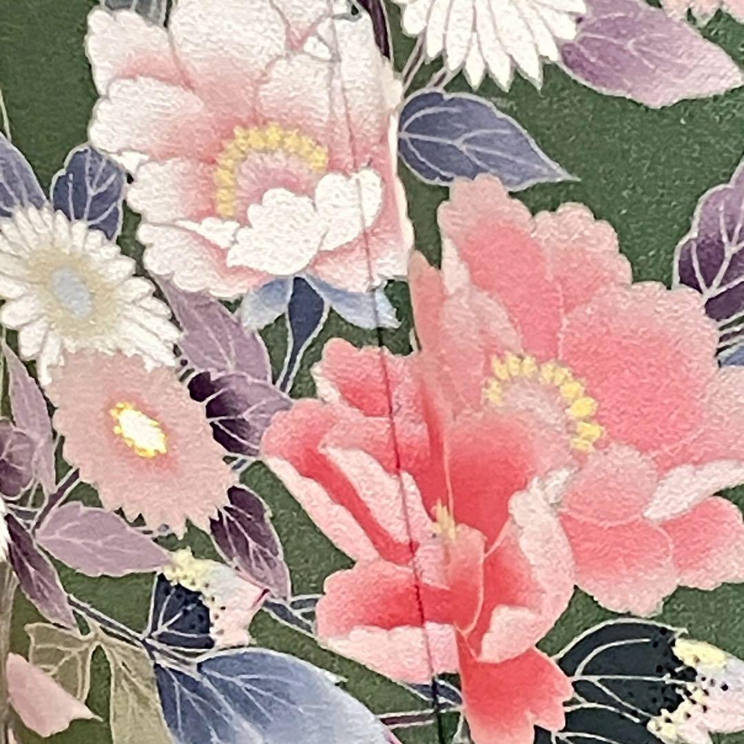 4423# Japanese Kimono Vintage Womens Silk Fabric Robe Kimono only sold Green