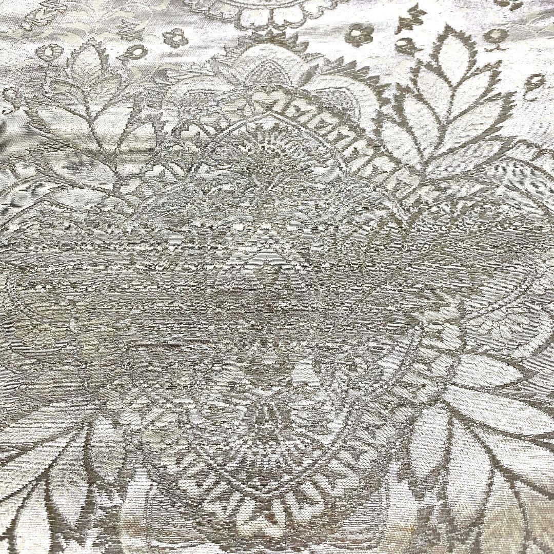 4490# Japanese Vintage Fukuro Obi Belt Kimono Fabric Silk Traditional Silver