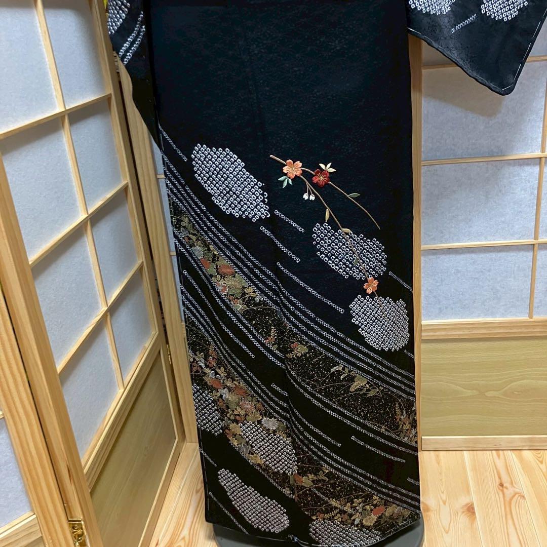 5450# Japanese Kimono Vintage Womens Silk Fabric Robe Kimono only sold Unused