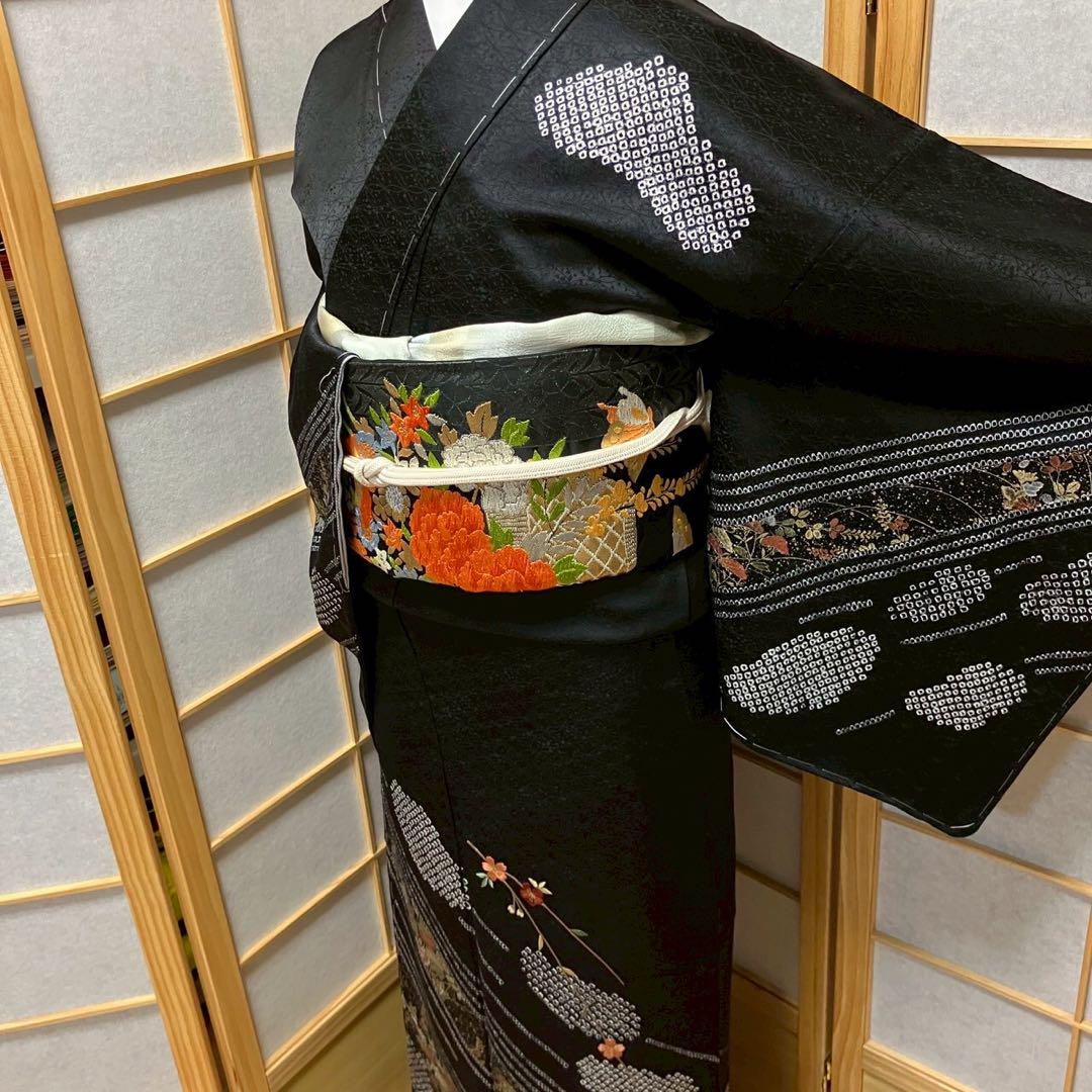 5450# Japanese Kimono Vintage Womens Silk Fabric Robe Kimono only sold Unused