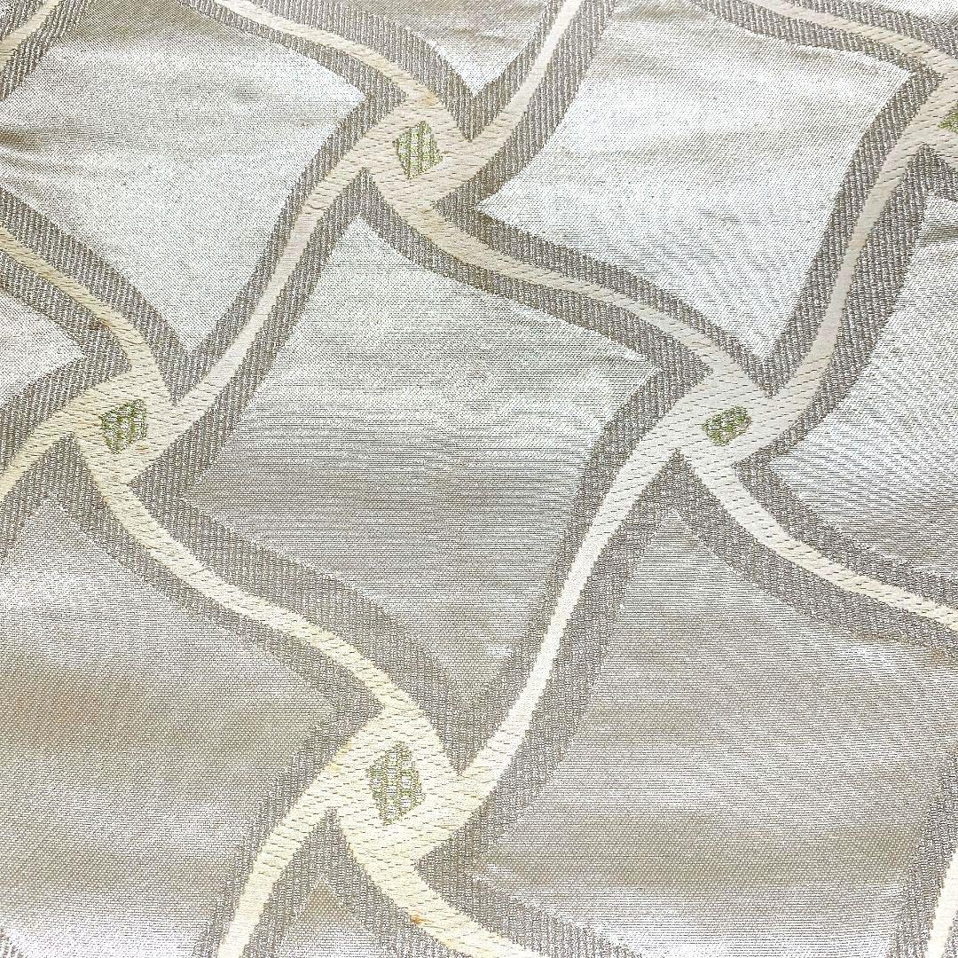 4446# Japanese Vintage Fukuro Obi Belt Kimono Fabric Silk Traditional Silver