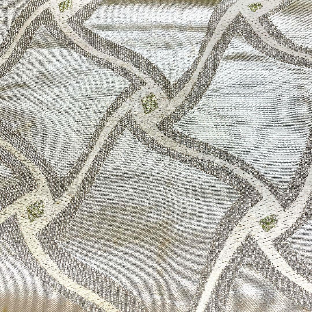 4446# Japanese Vintage Fukuro Obi Belt Kimono Fabric Silk Traditional Silver