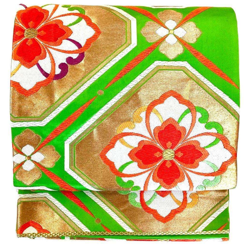 5233# Japanese Vintage Fukuro Obi Belt Kimono Fabric Silk Traditional Embroidery