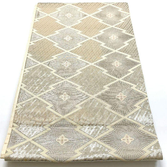 3353# Japanese Vintage Fukuro Obi Belt Kimono Fabric Silk Traditional Silver
