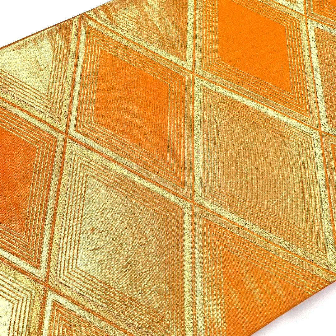 3097# Japanese Vintage Fukuro Obi Belt Kimono Fabric Silk Traditional Orange