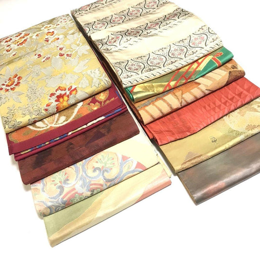 6099# Japanese Vintage Bundle 11pcs Set Bulk Obi Belt Kimono Pure Silk Wholesale