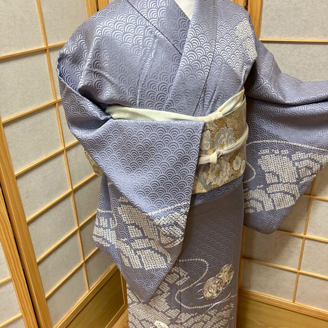 5445# Japanese Kimono Vintage Womens Silk Fabric Robe Kimono only sold Shibori
