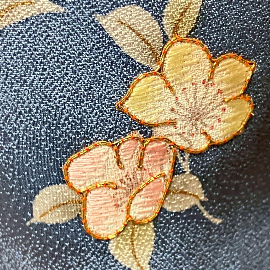 4416# Japanese Kimono Vintage Womens Silk Fabric Robe Kimono only sold Blue