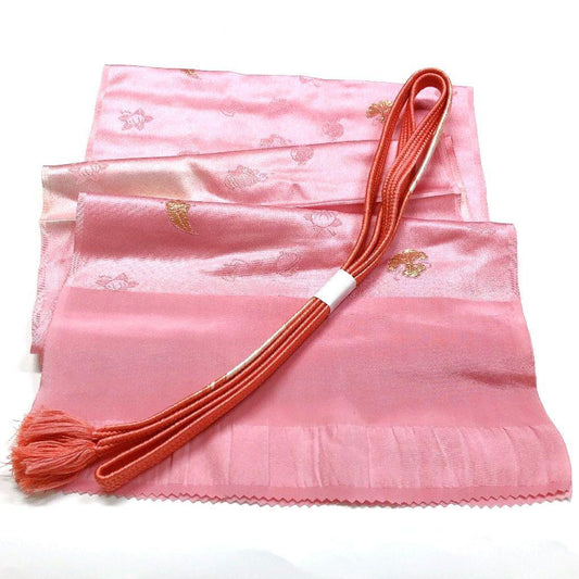 4613# Japanese Kimono Accessory Vintage Obiage and Obijime 2-piece Set Silk