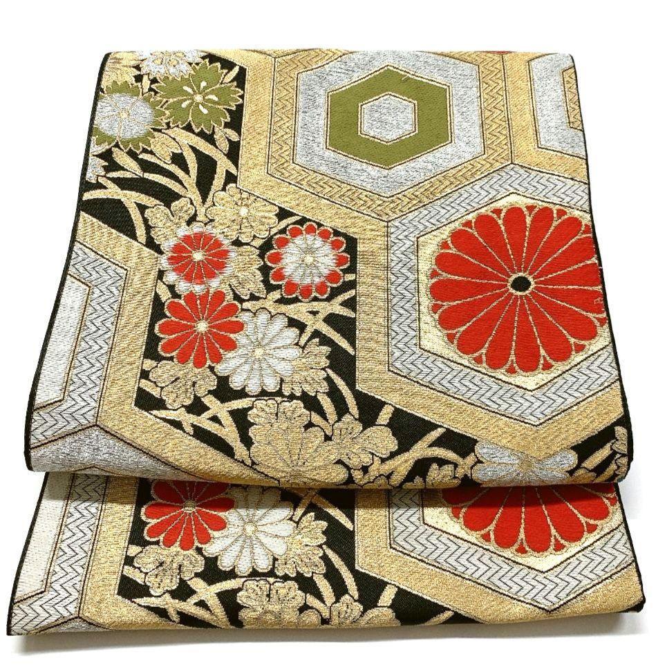 5074# Japanese Vintage Fukuro Obi Belt Kimono Fabric Silk Traditional Untailored