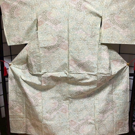 5159# Japanese Kimono Vintage Pongee Fabric Pure Silk Robe Women's Traditional