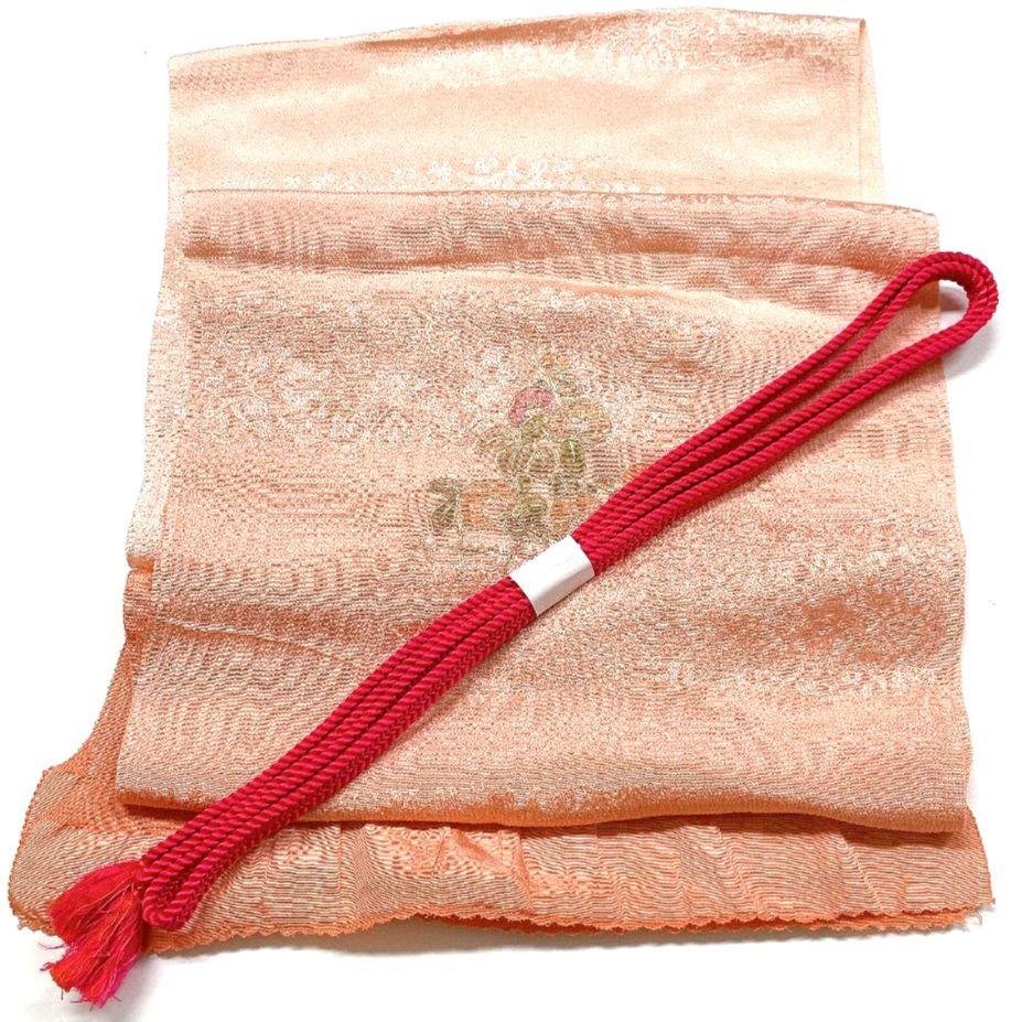 4632# Japanese Kimono Accessory Vintage Obiage and Obijime 2-piece Set Silk