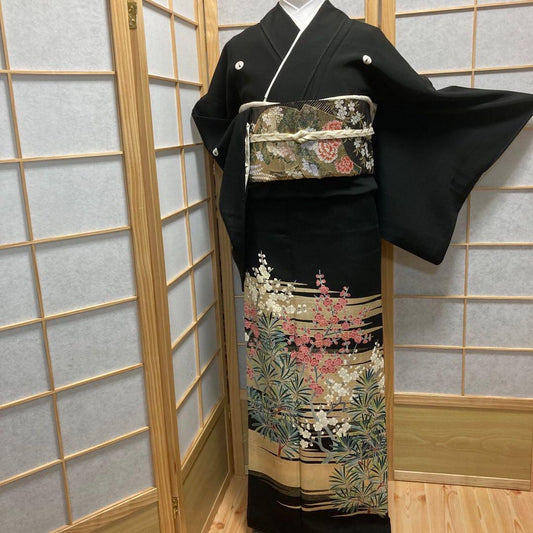 3118# Japanese Tomesode Kimono Vintage Womens Silk Fabric Robe Kimono only sold