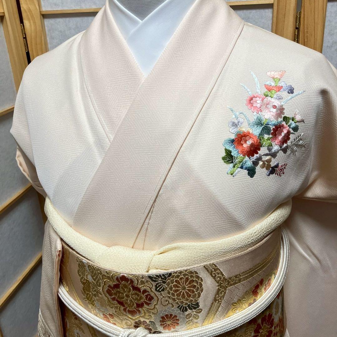 7218# Japanese Kimono Vintage Womens Silk Fabric Robe Kimono only sold Unused