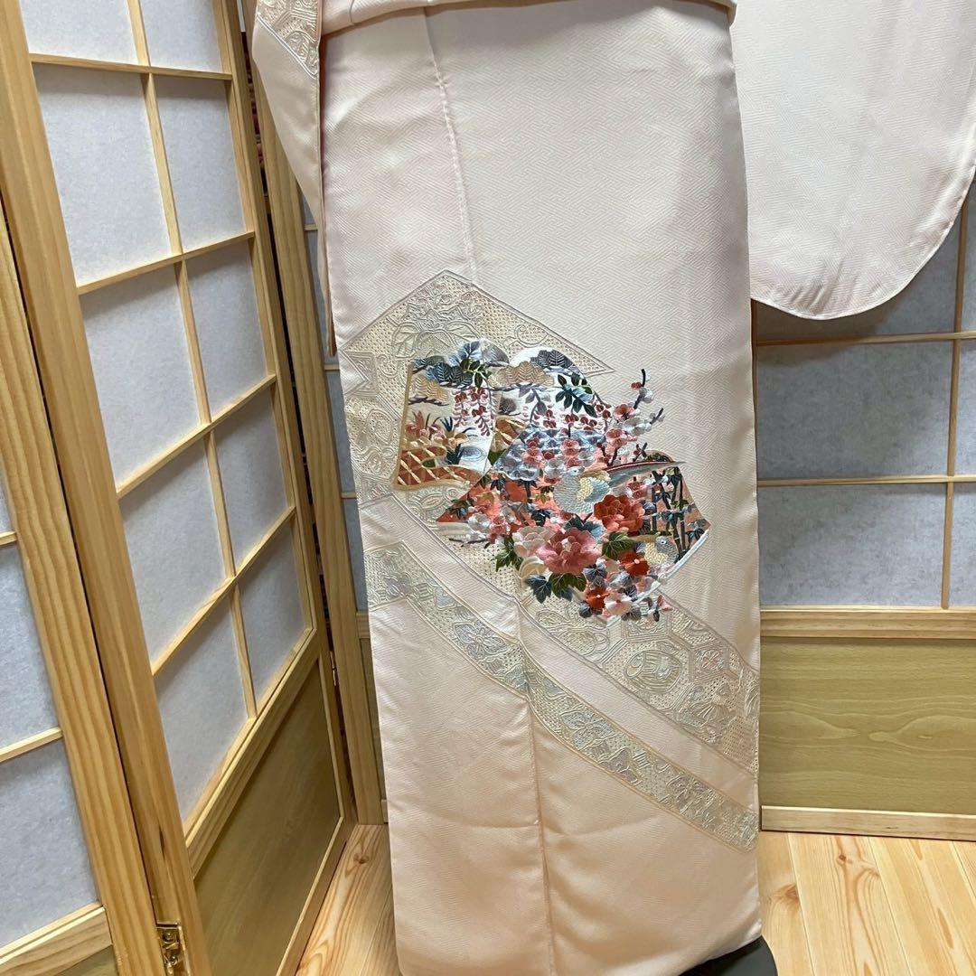 7218# Japanese Kimono Vintage Womens Silk Fabric Robe Kimono only sold Unused