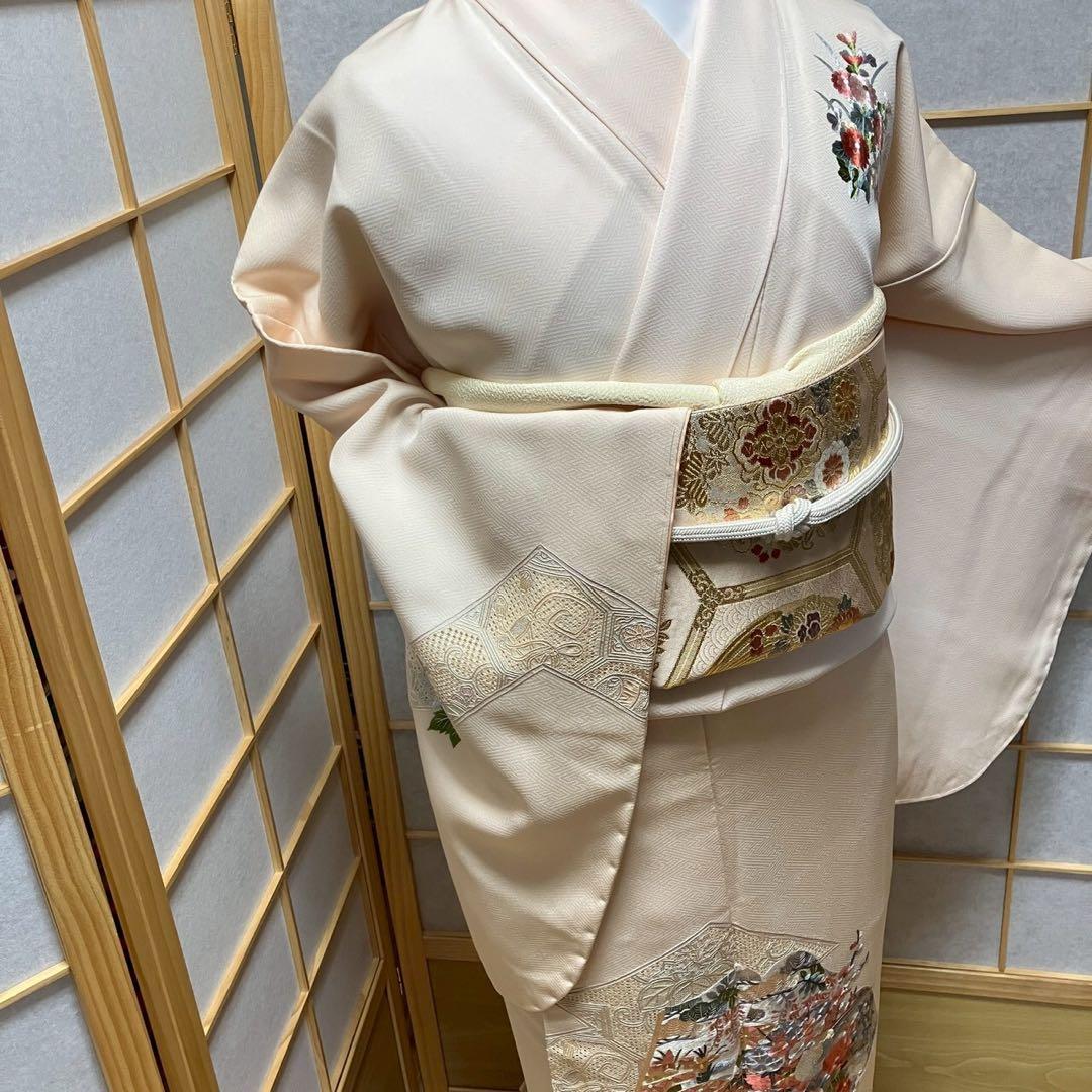 7218# Japanese Kimono Vintage Womens Silk Fabric Robe Kimono only sold Unused