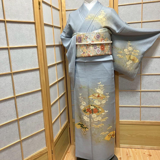 4401# Japanese Kimono Vintage Womens Silk Fabric Robe Kimono only sold