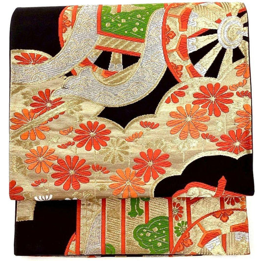 4699# Japanese Vintage Fukuro Obi Belt Kimono Fabric Silk Traditional Untailored