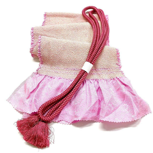 4186# Japanese Kimono Accessory Obiage and Obijime 2-piece Set Silk Shibori