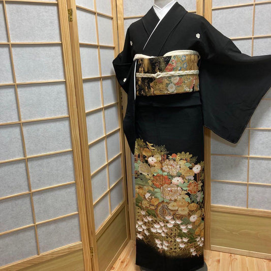 3412# Japanese Tomesode Kimono Vintage Womens Silk Fabric Robe Kimono only sold