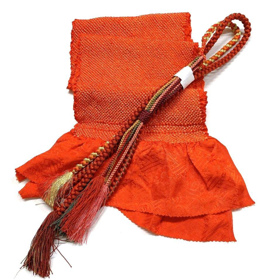 4210# Japanese Kimono Accessory Obiage and Obijime 2-piece Set Silk Shibori