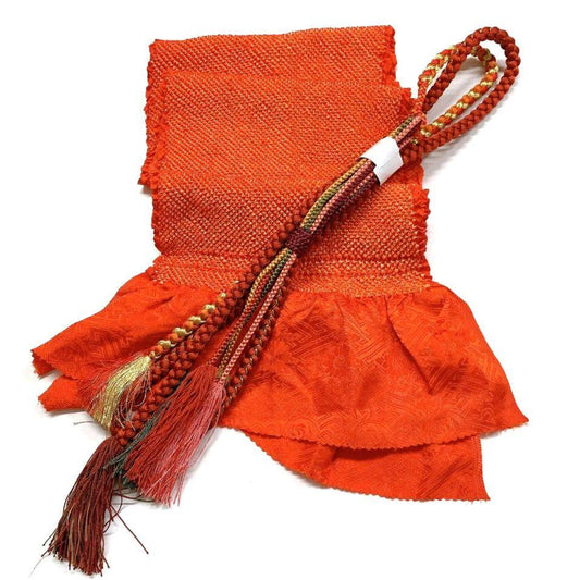 4210# Japanese Kimono Accessory Obiage and Obijime 2-piece Set Silk Shibori