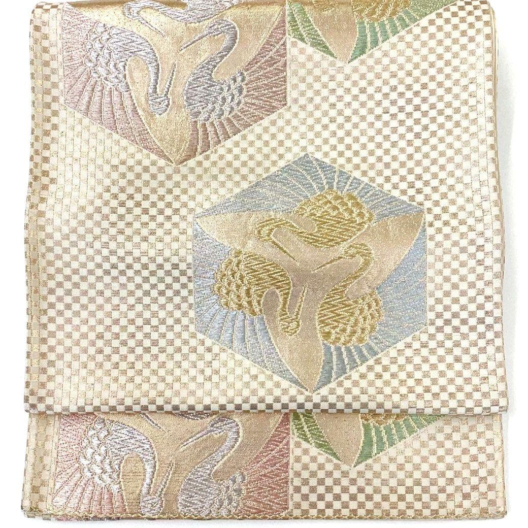 4308# Japanese Vintage Fukuro Obi Belt Kimono Fabric Silk Traditional Gold