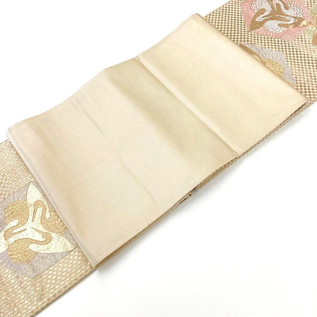 4308# Japanese Vintage Fukuro Obi Belt Kimono Fabric Silk Traditional Gold