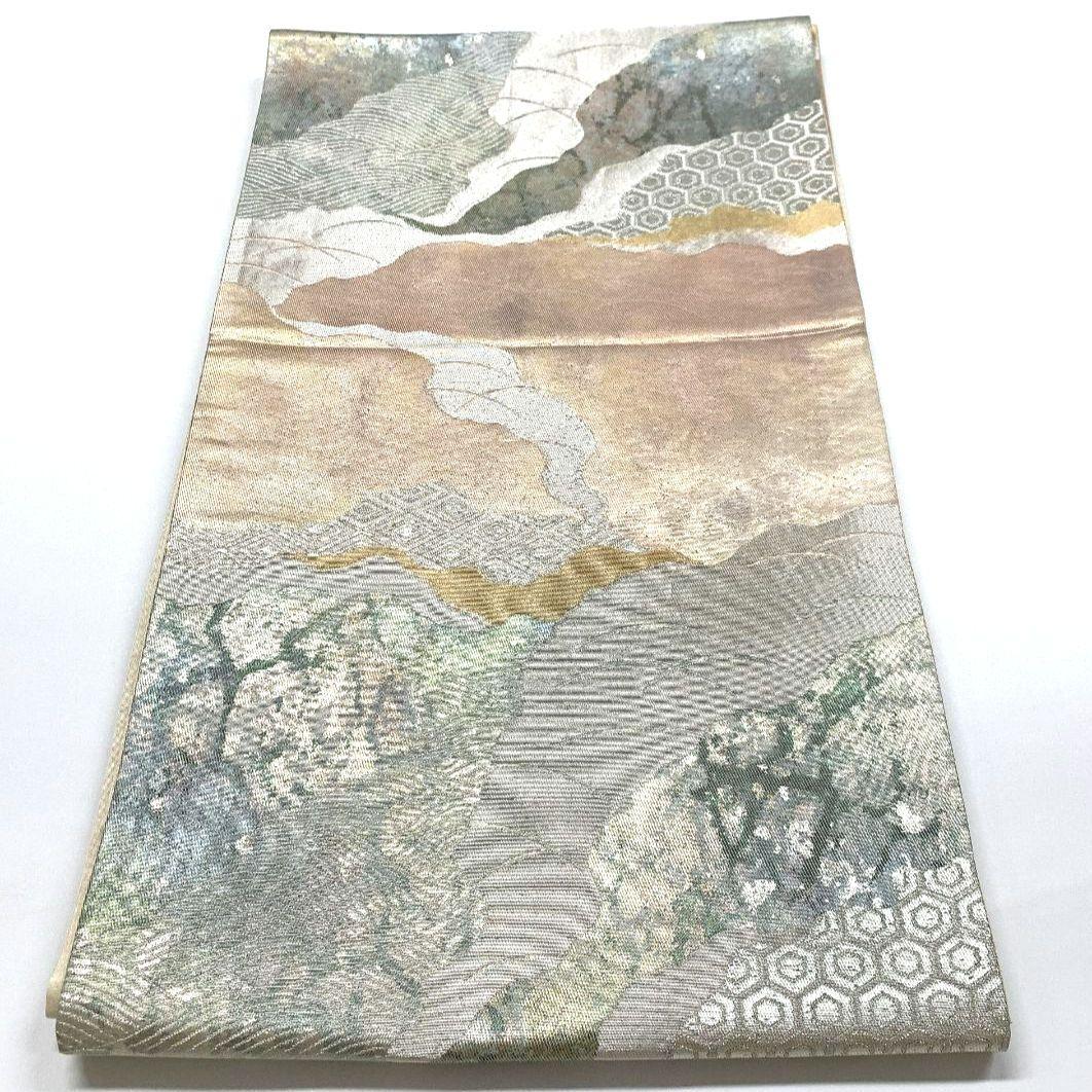 4461# Japanese Vintage Fukuro Obi Belt Kimono Fabric Silk Traditional