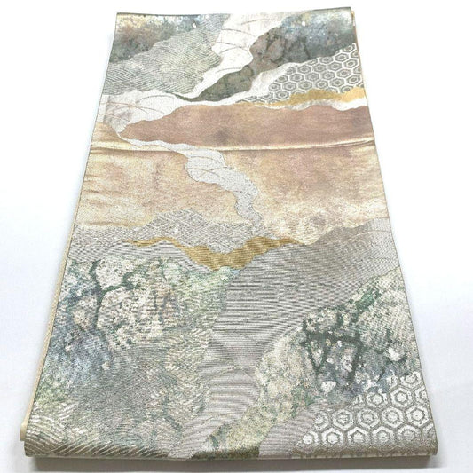 4461# Japanese Vintage Fukuro Obi Belt Kimono Fabric Silk Traditional
