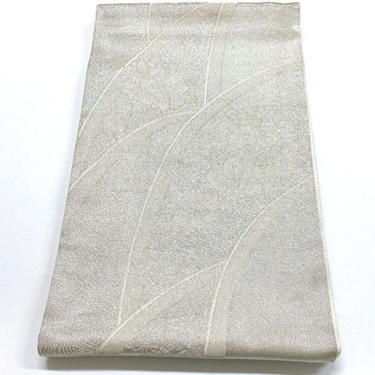 3761# Japanese Vintage Fukuro Obi Belt Kimono Fabric Silk Traditional Silver